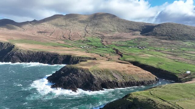 Atlantic storm Brandon Creek with Brandon mountain Dingle Kerry Ireland