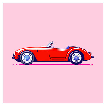 Red Car Vector Illustration Design on a White Background