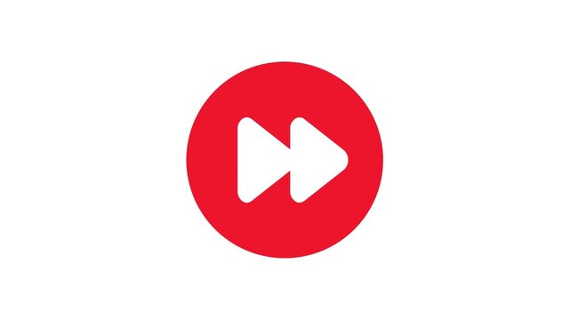 Fast Forward Media Button Red Circle Icon Animation Background Loop