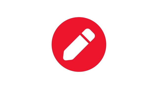 Red Edit Icon Background with White Pencil Animation Loop