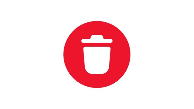 Red Circle Trash Can Delete Icon Animation Loop Background