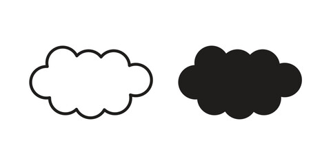 Obraz premium Clouds icon simple black and white line and clip art illustrations