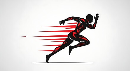 Obraz premium A man in a black and red suit running