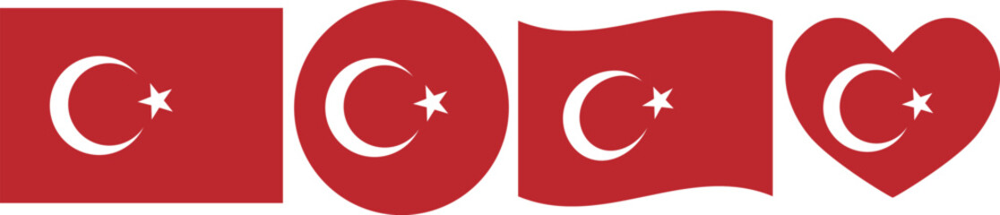 Obraz premium Turkey flag illustrator country flags symbol National Collection International Set