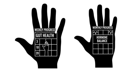 Fototapeta premium Visual representation of hand sign language for health-related phrases in two languages Vector, illustration