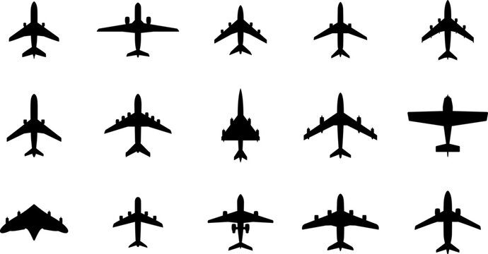 Aircraft icon collection. Plane illustration sign collection. Airplane symbol vector set. Air plane, plane, travel. Vector, PNG or JPEG
