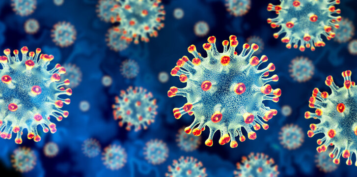 New Covid Cicada Virus Variant spreading as the BA.3.2 as detected variants mutating cells concept and new coronavirus outbreak or covid-19 viral cell mutation and influenza as dangerous flu strain me