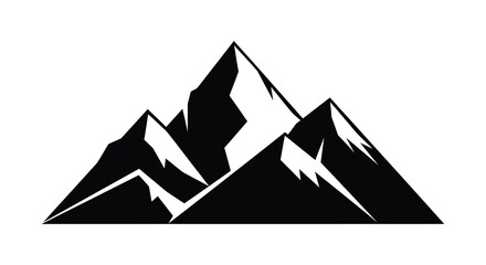 A striking black and white depiction of jagged mountain peaks against a white background a bold silhouette high quality professional detailed © mrvect02