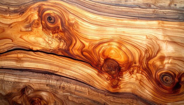 A close-up of wood grain showcasing intricate patterns and knots.