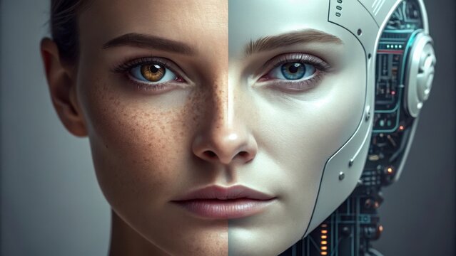 Human and robot face hybrid