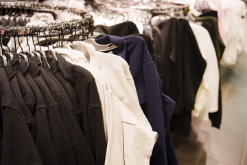 Naklejka premium Clothing store display showing a variety of tops for sale