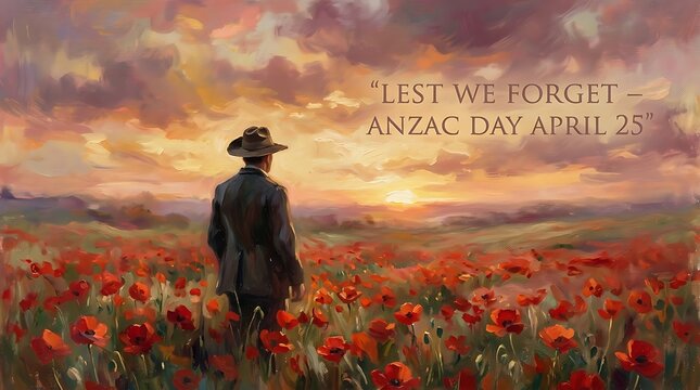 Reflection on anzac day amidst the golden fields at sunset