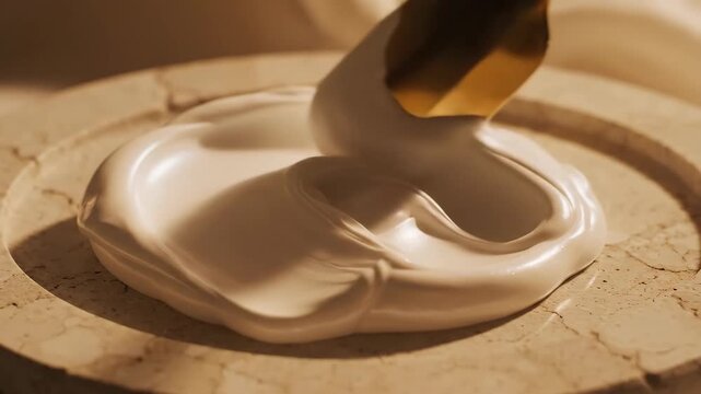 Creamy white sauce on plate.