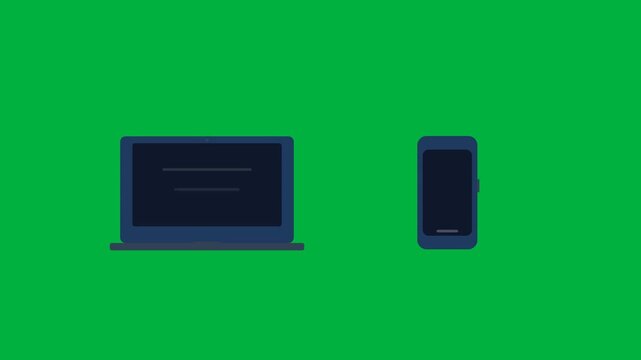 Wireless file sharing concept between computer and mobile phone.