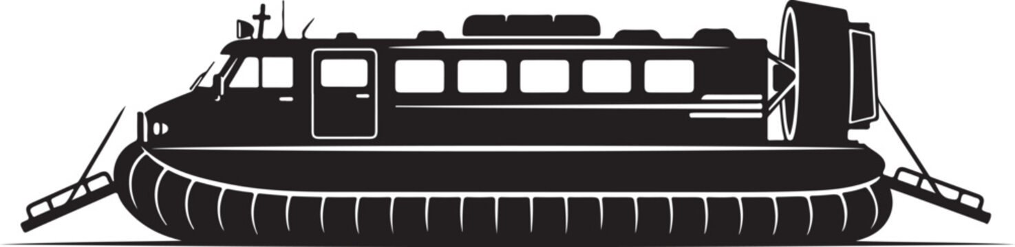 Black hovercraft, vector hovercraft, modern airboat, transportation vehicle