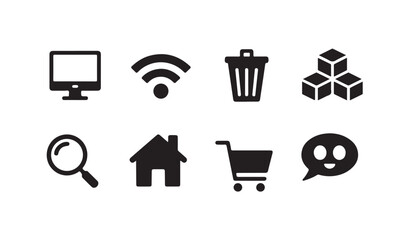Collection of black simple icons on white background for web and app design. © Creative_Aminur