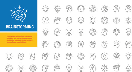 Brainstorming ideas concept with creative thought process vector illustration © jannat Stock
