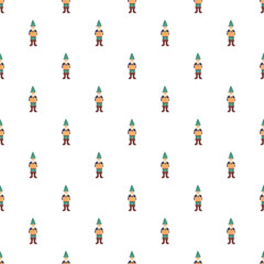 Fototapeta premium Garden gnome characters creating seamless decorative pattern background