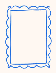 Fototapeta premium Modern frame, line drawing. Handdrawn border, doodle sketch edge decoration. Sketchy rectangle decor, card background design. Hand-drawn scribble poster in trendy style. Vector illustration