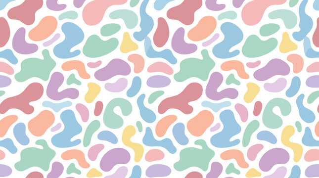 Abstract colorful blob pattern across a soft pastel background for a lively design texture.