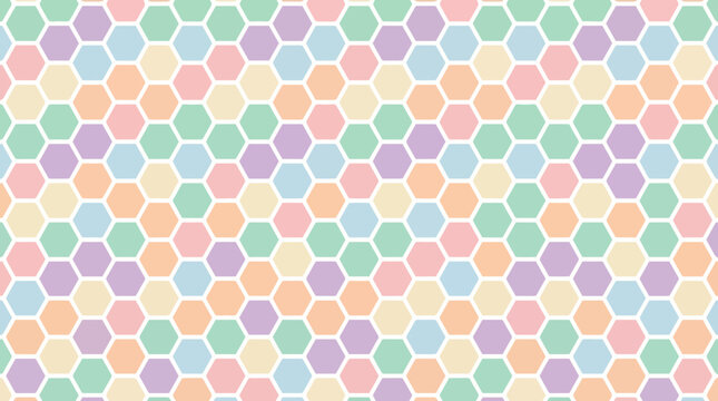 Pastel Hexagonal Geometric Pattern with Soft Repeating Honeycomb Tiles for Backgrounds.