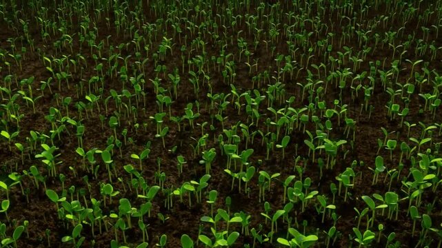 Growing plants in timelapse, sprouts germination newborn green plant agriculture