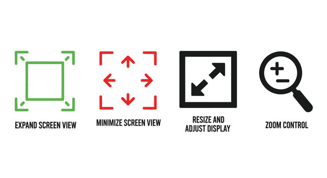 Display control icons showing screen options and zoom functionality