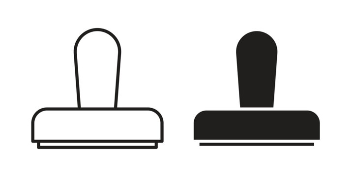 Stamp icon simple black and white line and clip art illustrations