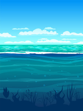 Underwater ocean sea. Deep water, underwater ocean