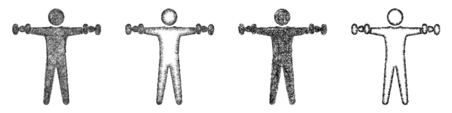 Sketch shoulder raise icon design set