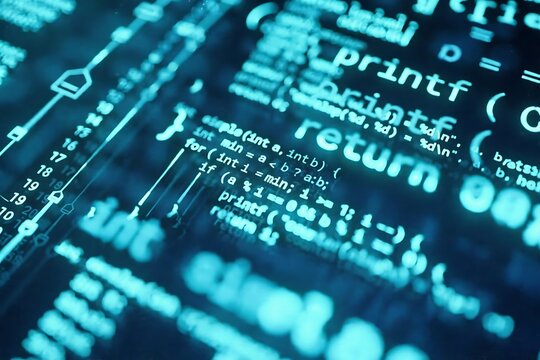 Coding programming developing typing script source languages symbols project data software engineering IT technology computer abstract screen background