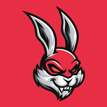 An anthropomorphic rabbit with sharp teeth and glowing eyes displays an aggressive and menacing expression.
