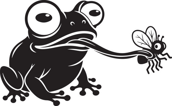 Frog Eating a Mosquito Insect.