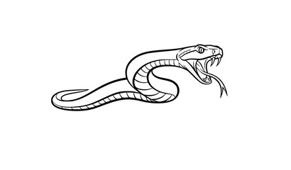 Obraz premium Modern outline venomous viper logo with aggressive snake side view in minimal vector style
