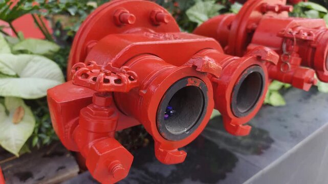 Fire hydrant mechanism and emergency water supply feature red metal valves for firefighting. This system ensures urban safety. Reliable fire hydrant mechanism helps in danger.