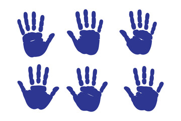 Fototapeta premium Set of black ink human handprint silhouettes for identity biometric security human rights community support stop violence protest and abstract creative art design .