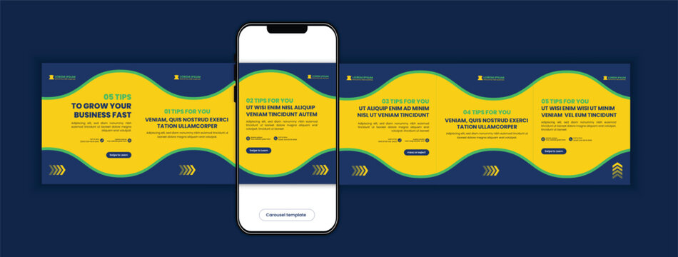 Microblog Carousel Templates for Social Media, Editable Instagram and LinkedIn Post Design, Clean Modern Content Slides, Business Marketing Templates
