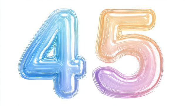 Celebratory Icon for 45th Anniversary with Glossy Numbers on Isolated Background for Decorations
