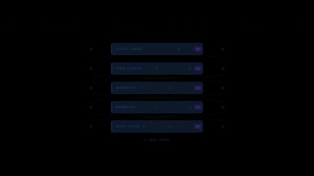 Sleek dark ui design with five blue buttons, ideal for web development projects needing a modern interface with interactive elements.
