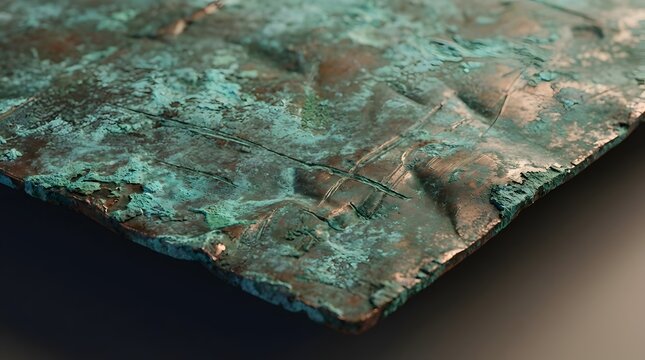 Oxidized Copper Metal Texture with Verdigris Patina and Scratches