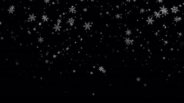 Winter snowfall overlay. Animation with falling snowflakes perfect for Christmas and winter themes. Alpha channel.