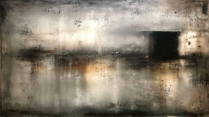 Obraz premium Abstract expressionist painting features muted tones and textured horizontal divisions.