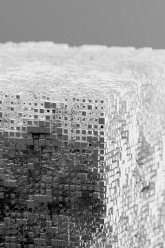 3D cubic erosion block with dense cube surface and void