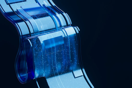 3D data tunnel ribbon with luminous band and dark space