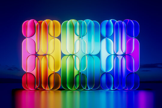 3D gradient color panel with luminous spectrum and reflection
