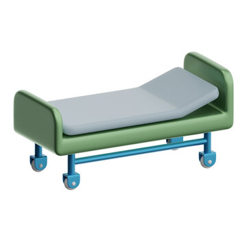 Hospital Patient Bed 3D Icon &ndash; Medical Ward Furniture Healthcare Illustration