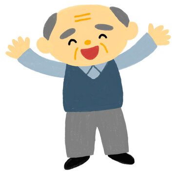 ゆるくてかわいいデフォルメおじいちゃんのイラスト