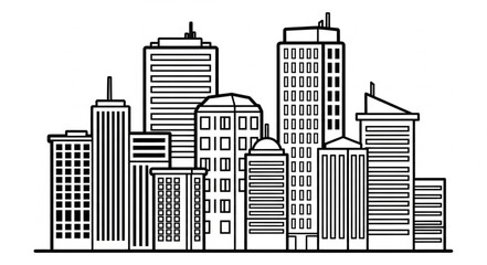 Fototapeta premium Modern City Skyline Buildings Illustration.