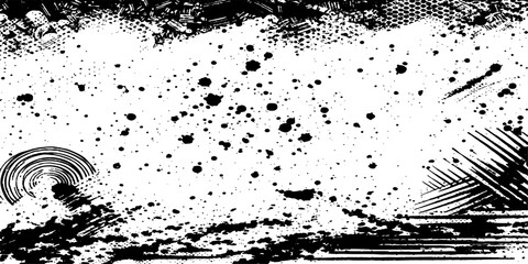 Abstract a striking high-contrast texture artwork, splashes and brushstrokes in ebony black on an pristine background, which will make a visual statement. © DreamLoom