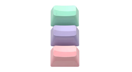 Fototapeta premium Three colorful soap bars are stacked vertically on a transparent background.